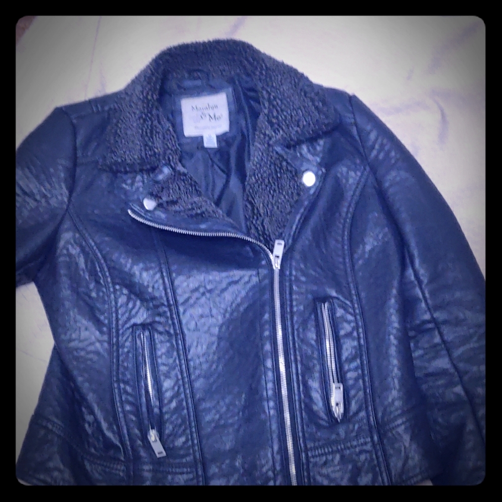 Women's faux fur lined biker jacket